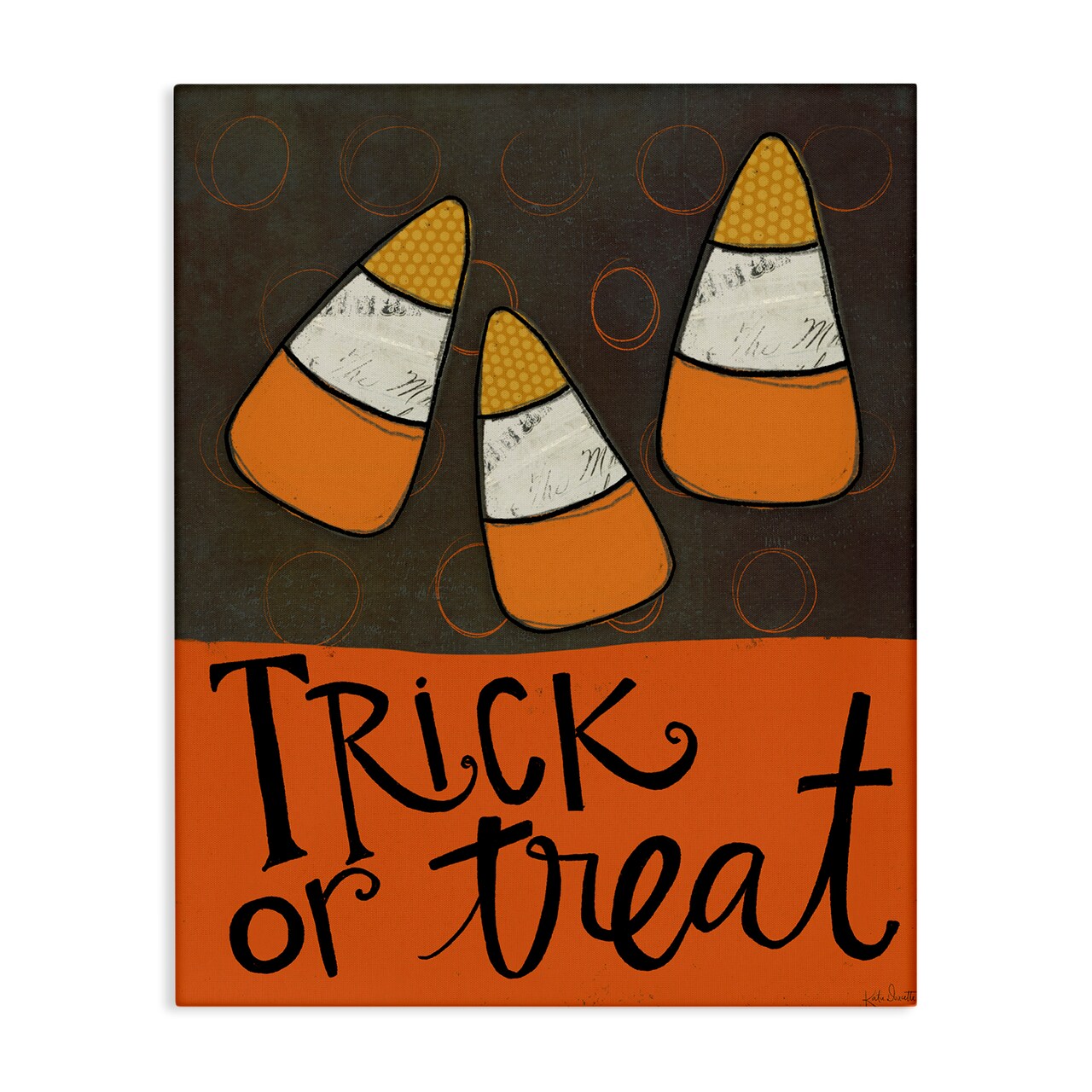 Trick or Treat Halloween Greeting Patterned Candy Corn Canvas Art